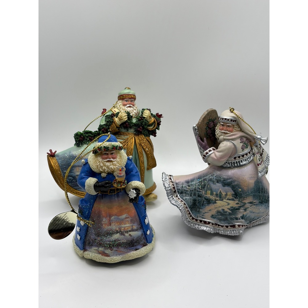 Thomas Kinkade Old World Santas Heirloom Ornaments Set of 3 Christmas Decor NEW